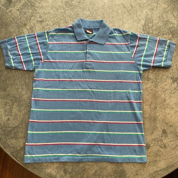 Levi's Other - Vintage Levi's Tailored For Men Single Stitch Blue White Stripe Polo Shirt Large